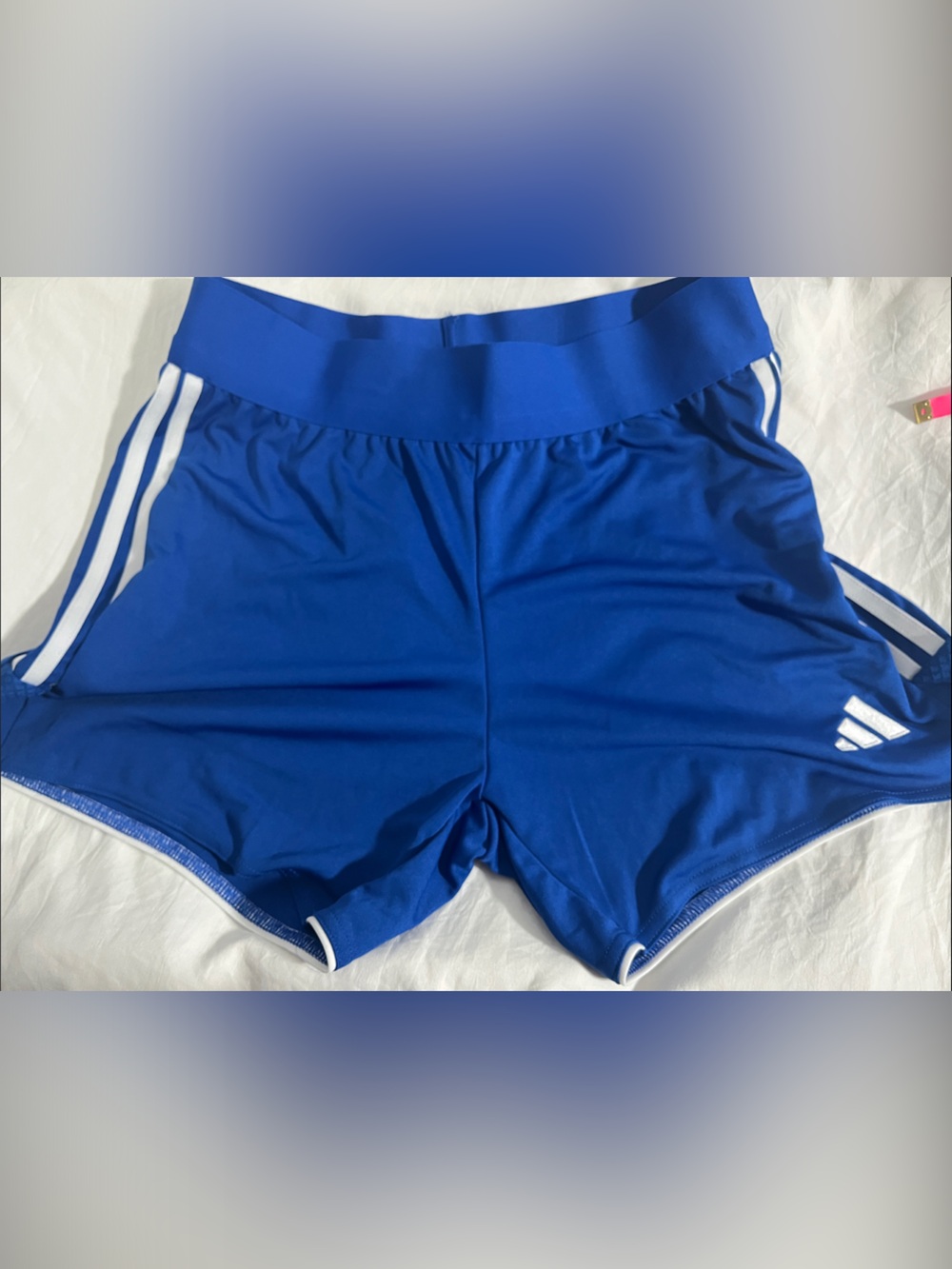 adidas Women’s Royal Blue Bike Shorts with White Trim